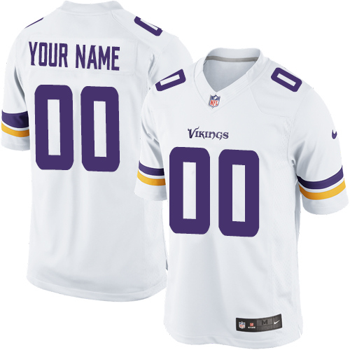 Men's Limited Nike Jersey White Road - Customized NFL Minnesota Vikings